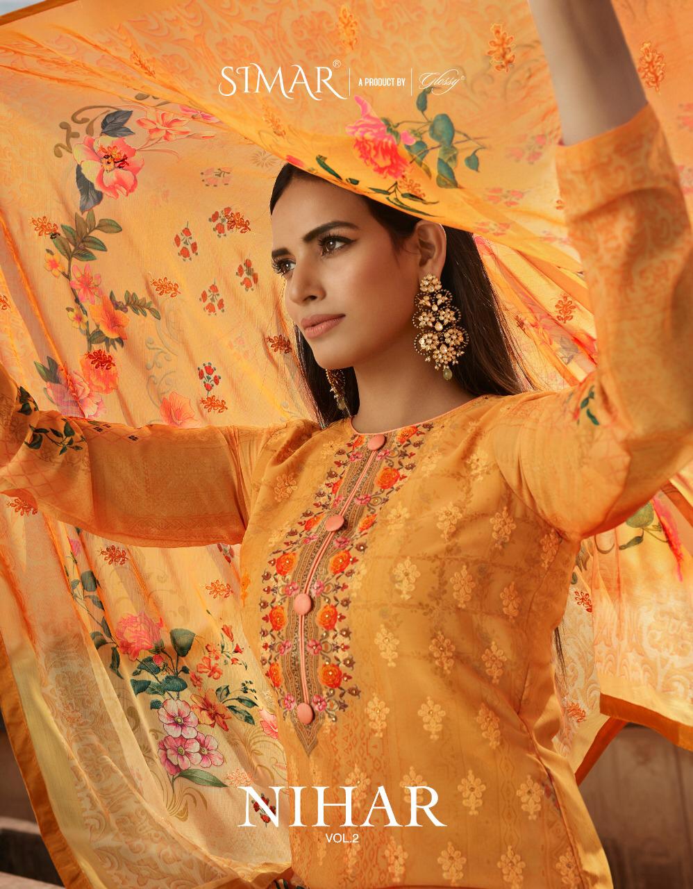 Nihar Vol 2 By Glossy Simar Pure Georgette Embroidery Work Digital Print Salwar Kameez