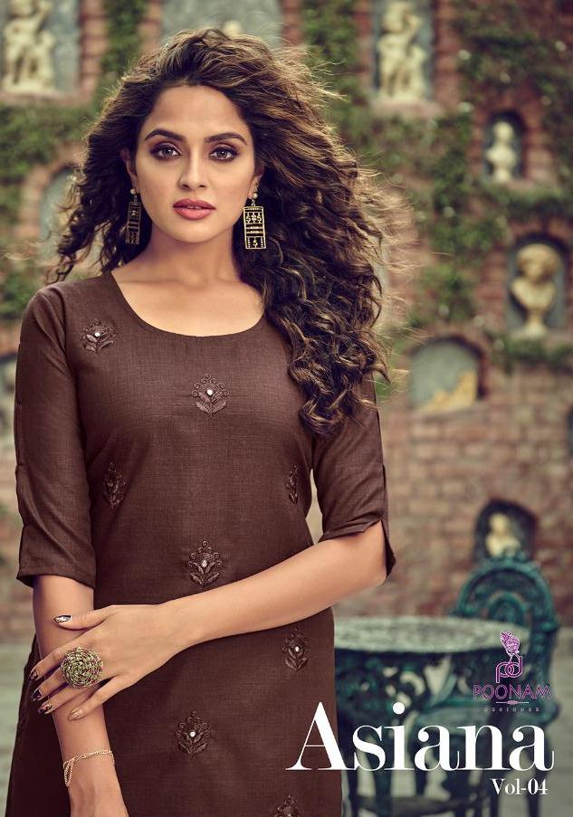 Poonam Designer Presents Asiana Vol 4 Cotton Slub Casual Wear Kurti Collections