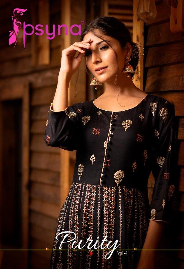 Psyna Present Purity Vol 4 Rayon Beautiful Gold Print Gown Looking Pretty Collections