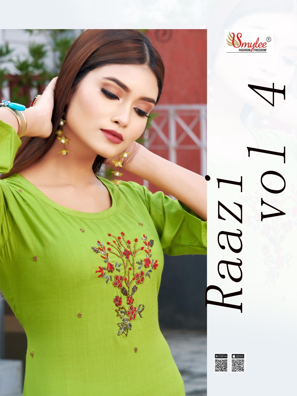 Raazi Vol 4 By Rung Heavy Rayon Slub With Work Casual Wear Kurti Catalogs