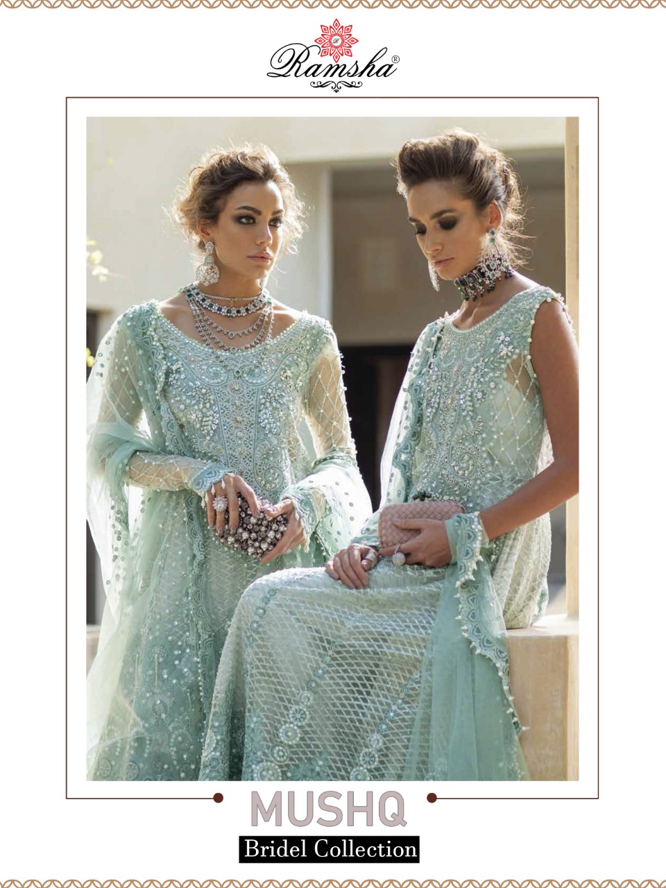 Ramsha Mushq 257-261 Series Net Heavy Embroidery Pakistani Suits Collection