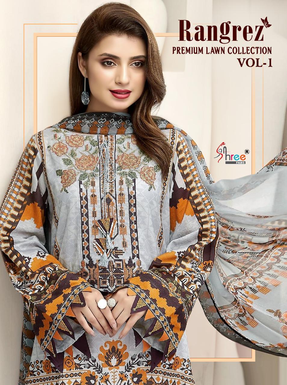 Rangrez Premium Lawn Vol 1 By Shree Fabs Pure Lawn Pakistani Dress Materials