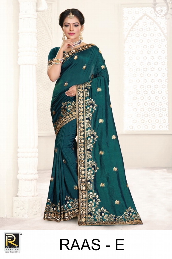 Ranjna Saree Presents Raas Vichitra Silk Embroidery Work Stylish Saree Catalogs