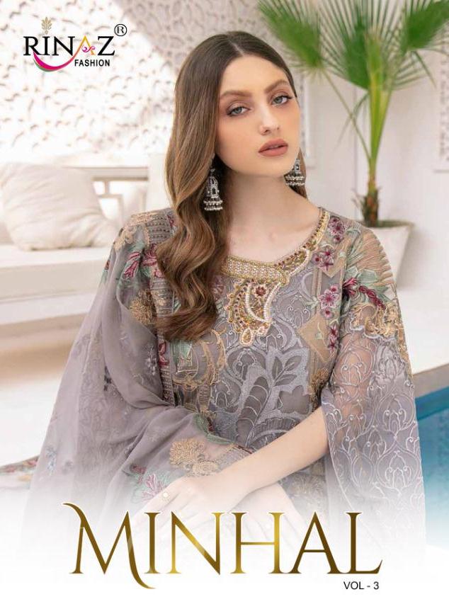 Rinaz Fashion Minhal Vol 3 Geprgette With Heavy Embroidery Work Pakistani Suits