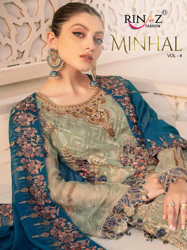 Rinaz Fashion Minhal Vol 4 Georgette With Heavy Embroidery Pakistani Suits Concept