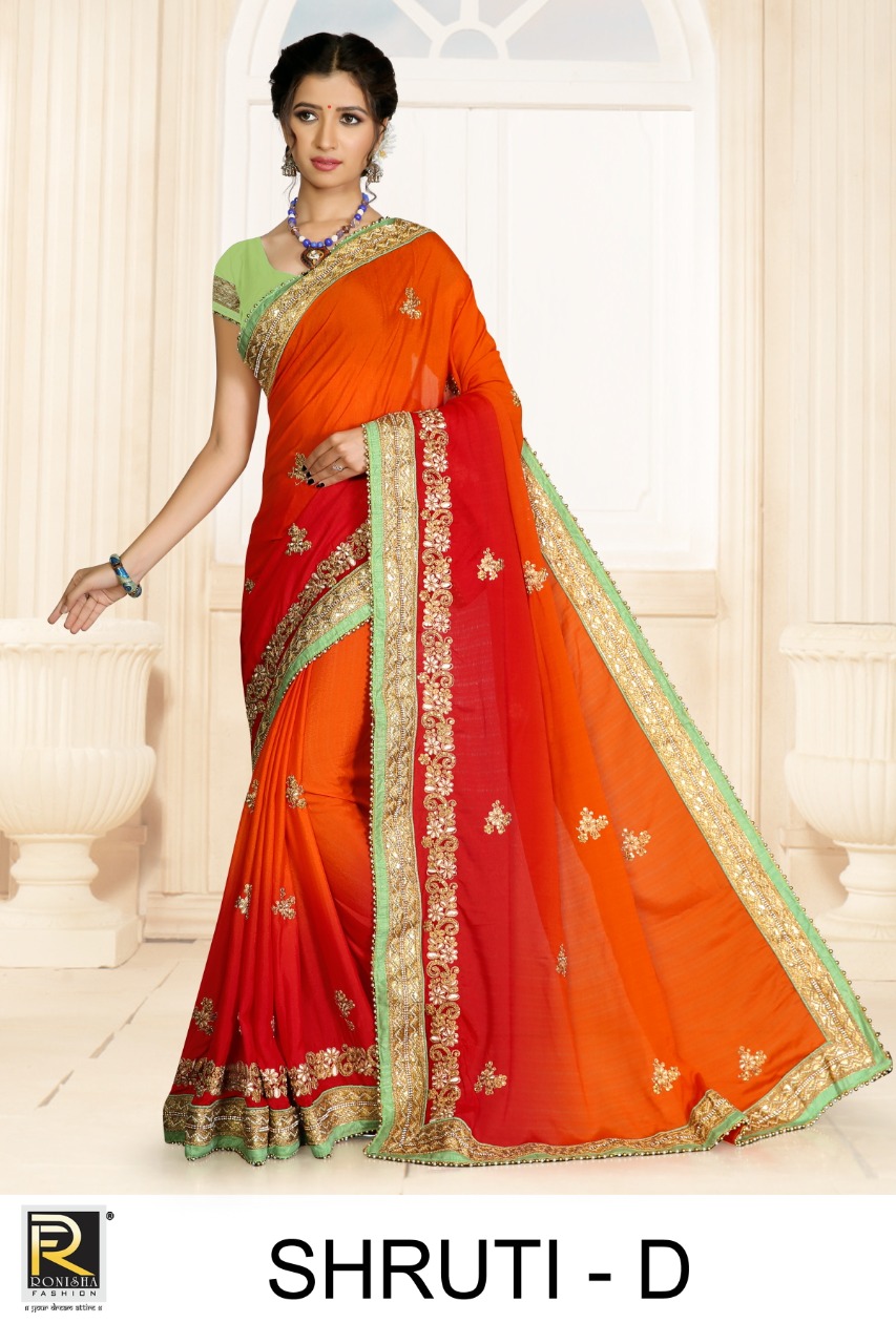 Shruti By Ranjna Saree Crape Shaded Georgette Stylish Exclusive Saree For Ladies