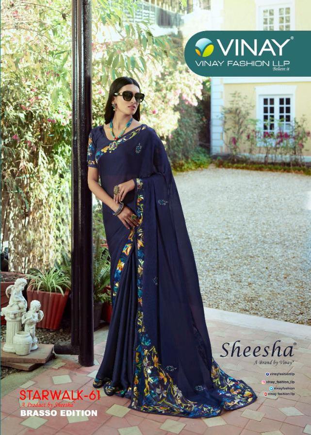 Starwalk Vol 61 By Vinay Fashion 23371-23379 Series Moss Chiffon Printed Fancy Saree