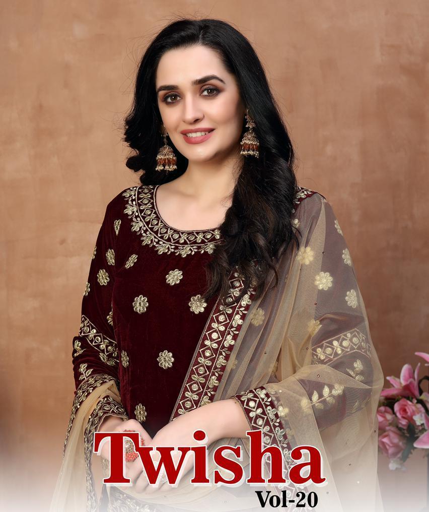 Twisha Launch Twisha Vol 20 Velvet Designer Party Wear Salwar Kameez In Surat