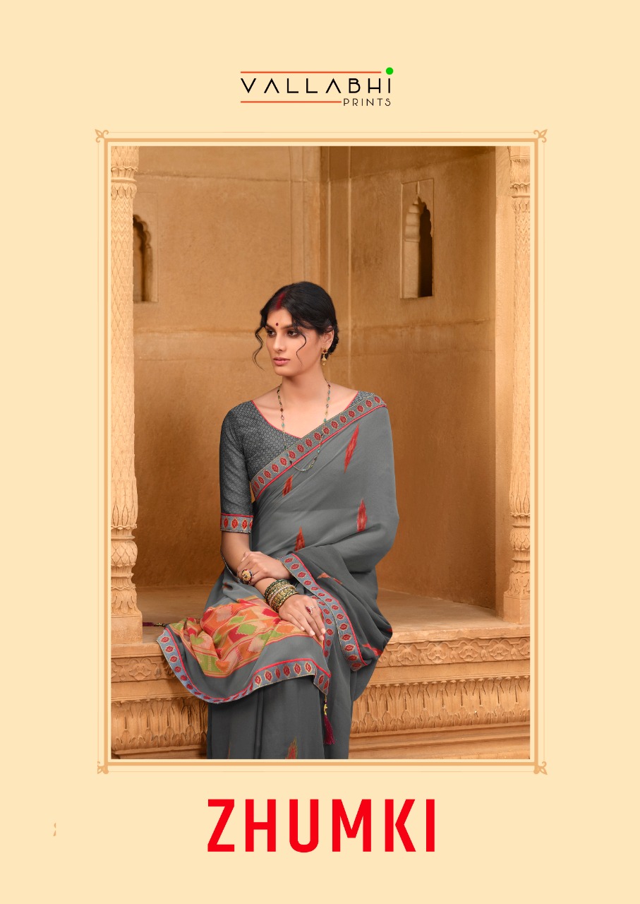 Vallabhi Launch Zhumki Weightless Printed Casual Wear Fancy Saree