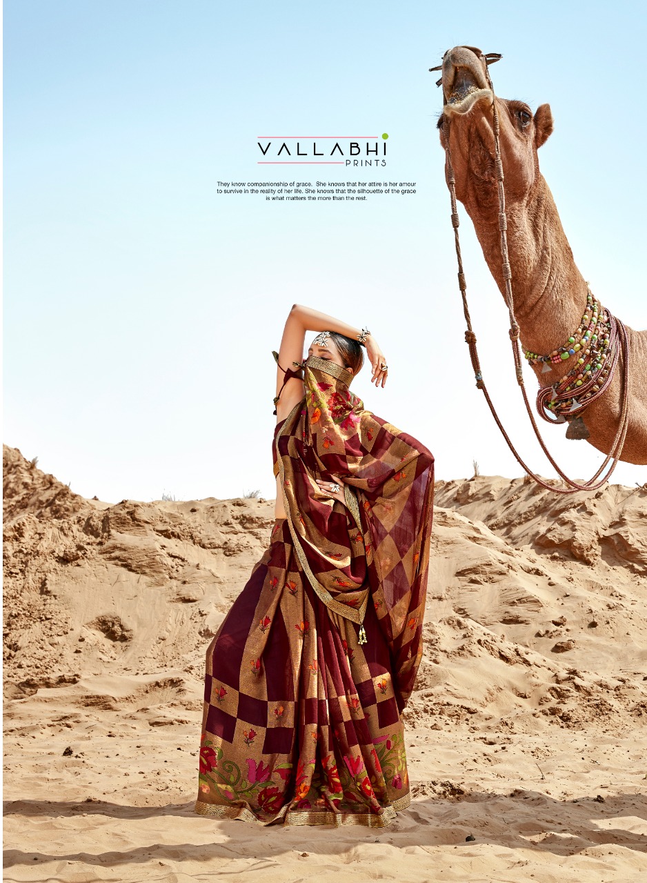 Vallabhi Presents Carvan Exclusive Chiffon Brasso Traditional Indian Look Saree