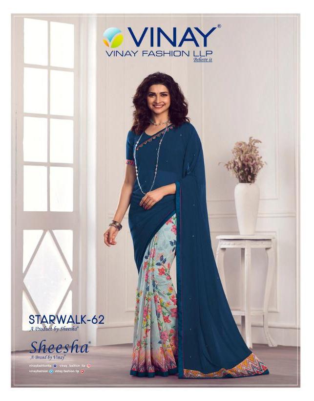 Vinay Fashion Starwalk Vol 62 Georgette Hal Half Colour Collections Saree