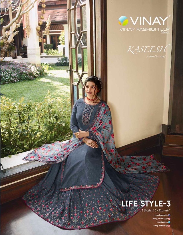 Vinay Lifestyle Vol 3 Muslin Satin Embroidery Wedding Elegant Look Salwar Kameez