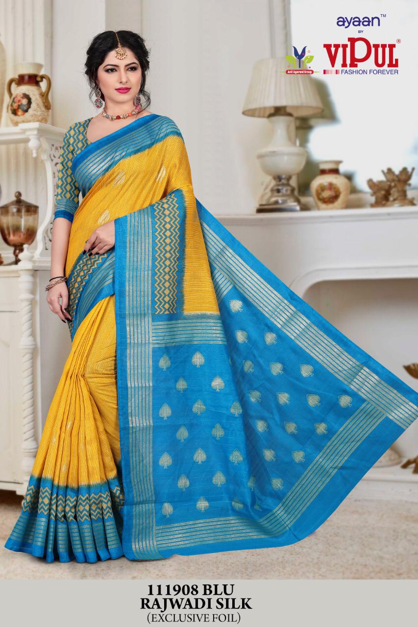 Vipul Presents Superhit Design 11908 Pure Exclusive Rajwadi Silk Saree Exporter