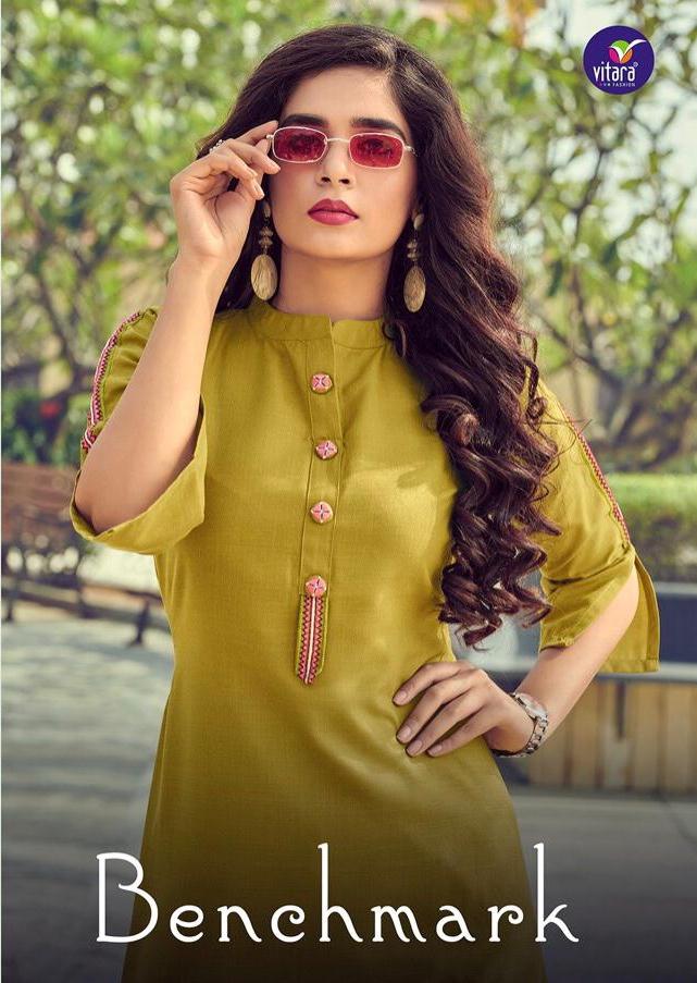 Vitara Fashion Launch Benchmark Cotton Slub Simple Sobar Kurti For Girls Collections