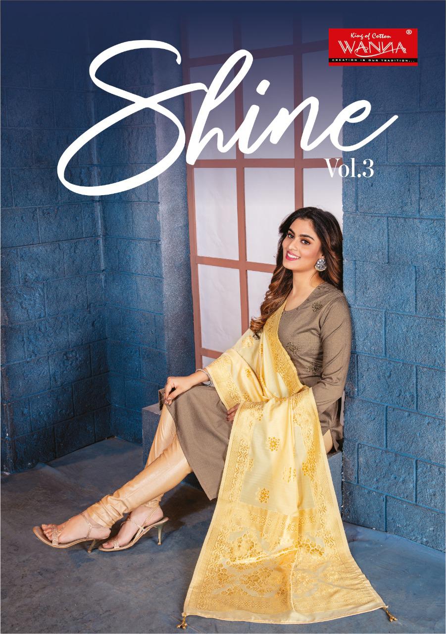 Wanna Present Shine Vol 3 Chinon Silk Exclusive Kurti With Banarasi Silk Dupatta