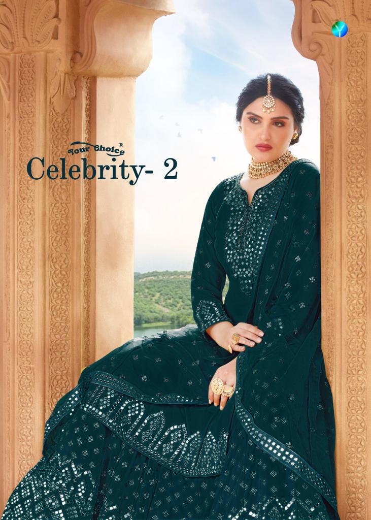 Your Choice Celebrity Vol 2 Georgette Designer Long Skirt Concept Suits Wholesaler