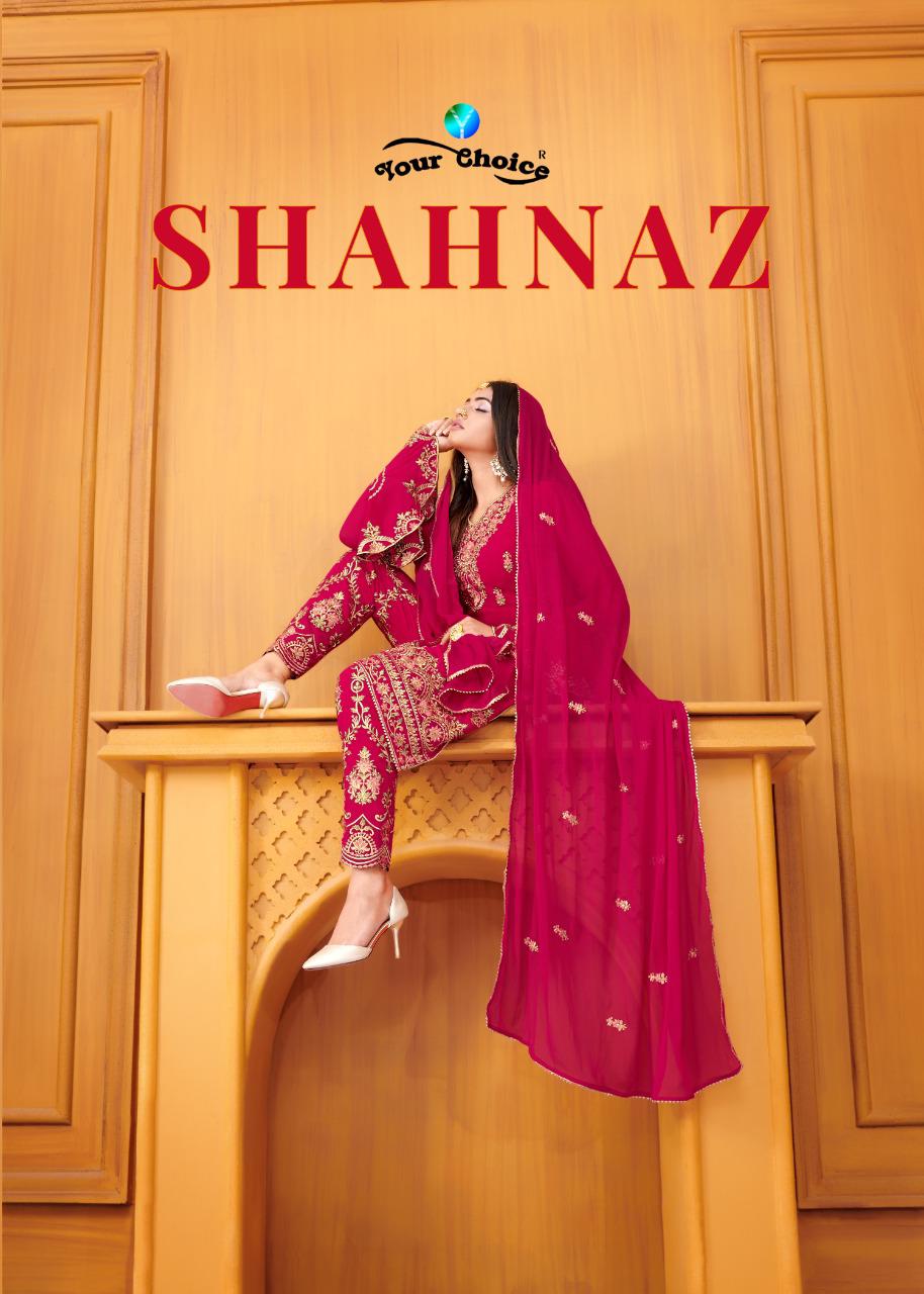 Your Choice Shahnaz Designer Embroidery Work Party Wear Georgette Heavy Salwar Suits