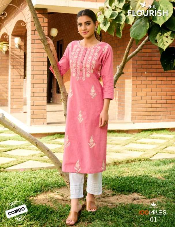 100 miles flourish cotton kurti with pant set catalog at best rates online 