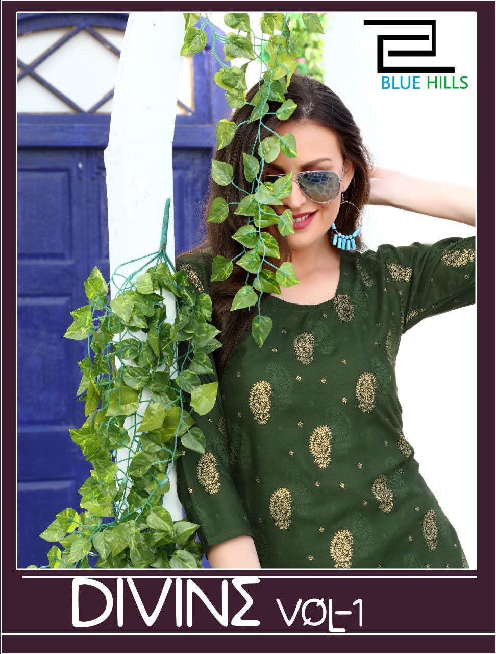 Divine Vol 1 By Blue Hills Rayon Print Simple Plain Kurti For Girls Collections