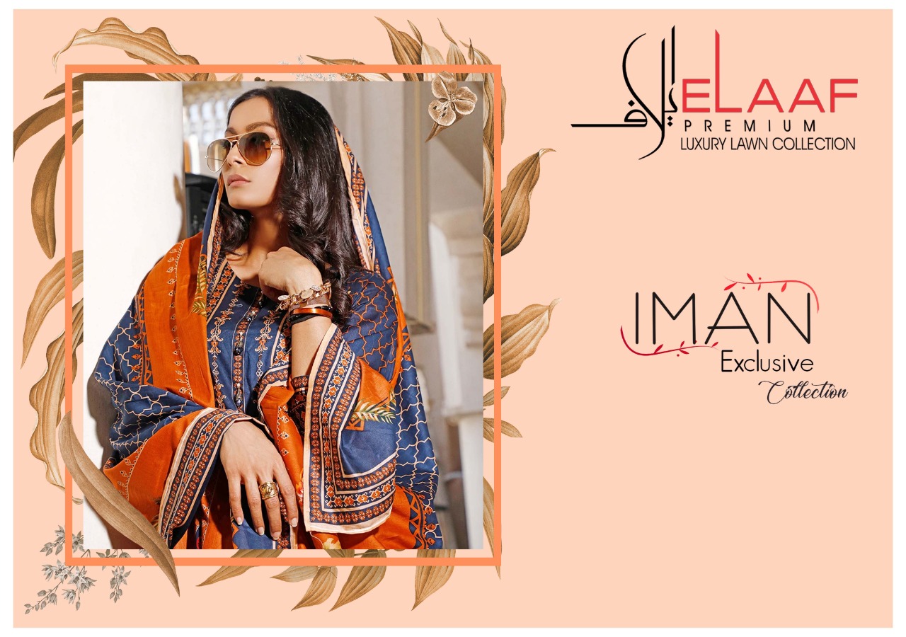 Elaaf Launch Iman Laxury Lawn Collection Cotton Daily Wear Salwar Suit