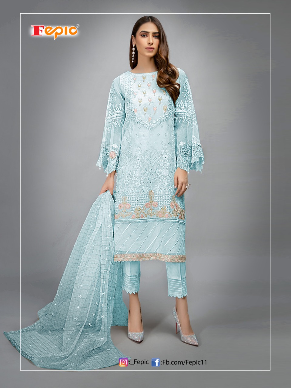 Fepic Rosemeen 1050 Organza Embroidered Pakistani Suits Concept In India