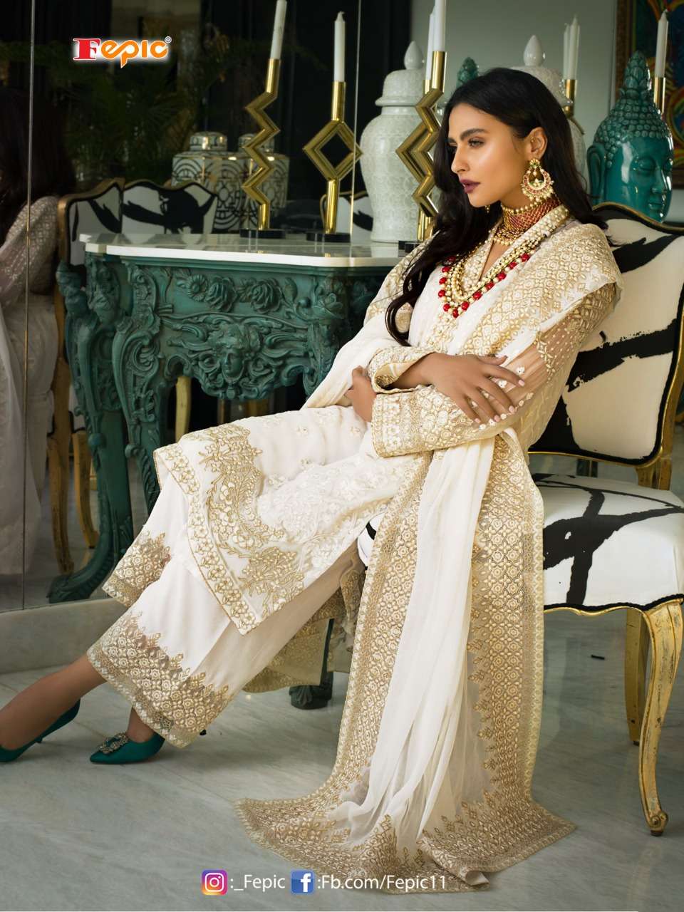 fepic rosemeen c-1080 colours georgette embroidered pakistani dresses 