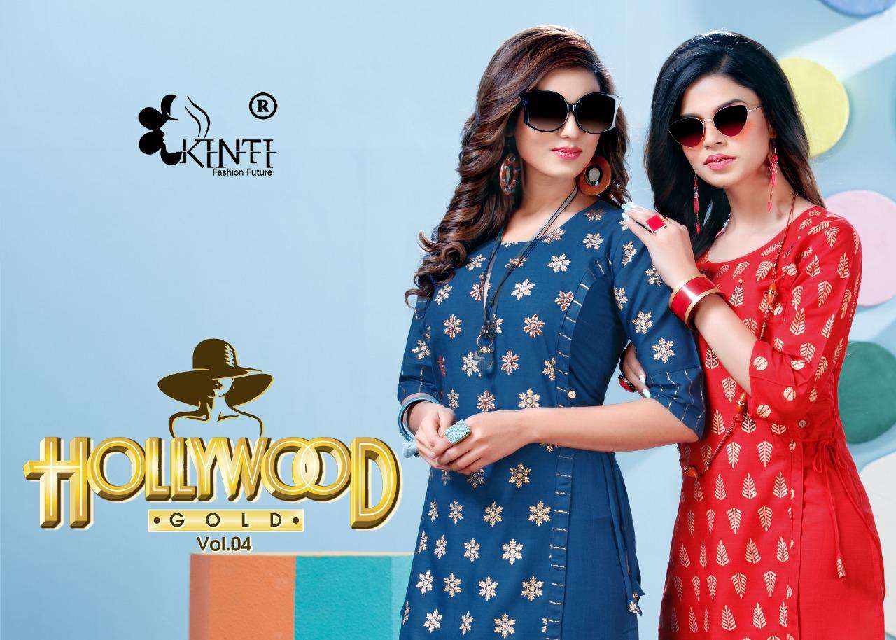 hollywood gold vol 4 by kinti rayon slub formal wear kurti wholesaler