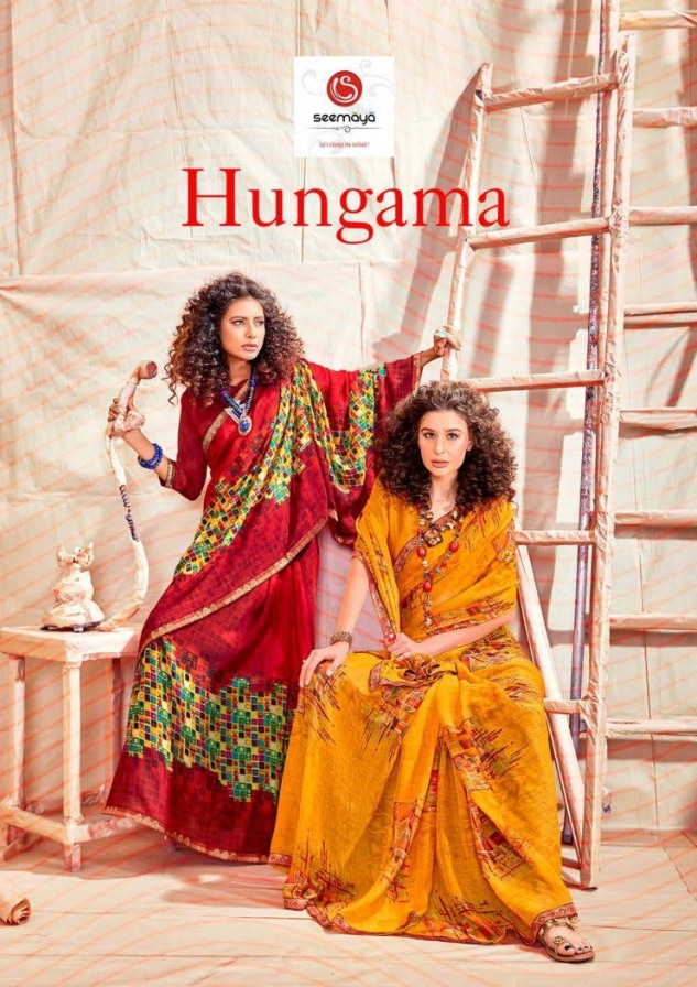 Hungama By Seemaya Fancy Print With Border Daily Wear Saree At Lowest Rate