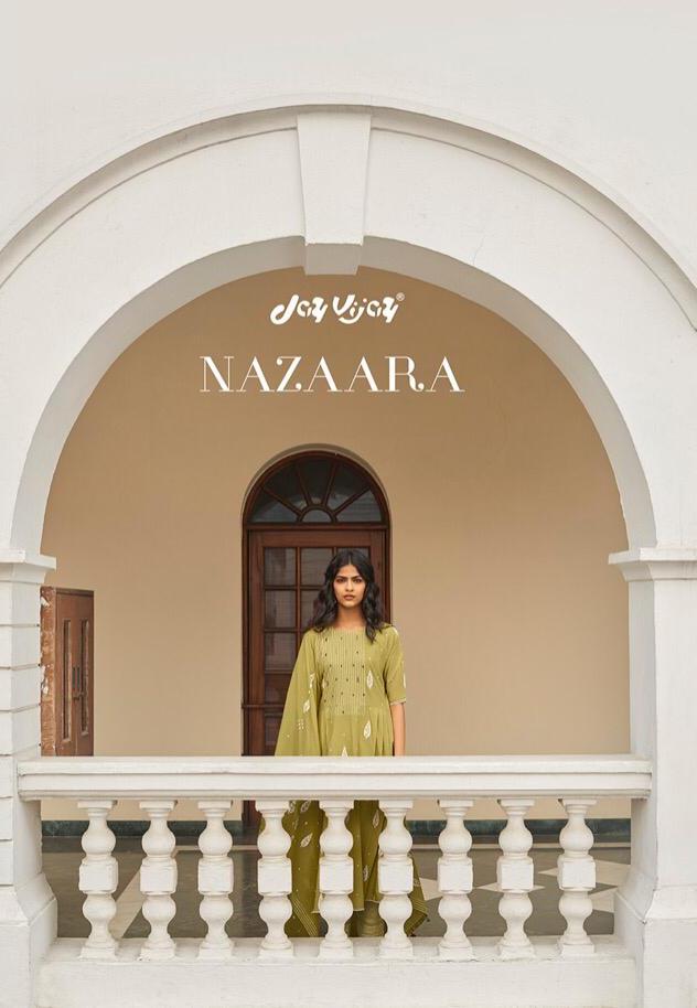 Jay Vijay Nazaara Cotton Gold Print 5721-5730 Series Classy Look Salwar Suits