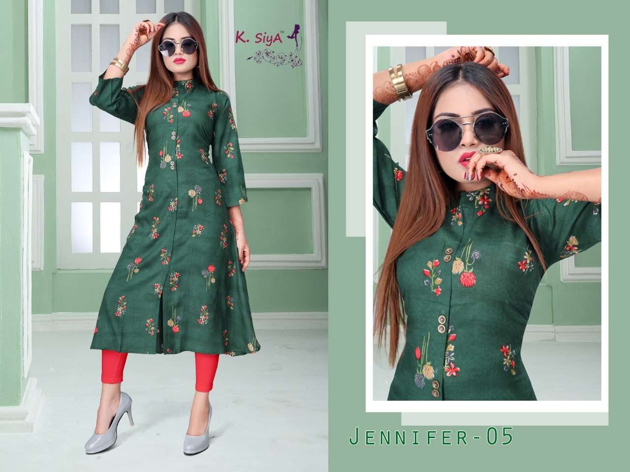 Jennifer by k.siya heavy rayon print kurti Cataolog Collection Wholesaler Best Rate In Ahmedabad Surat Chennai India Uk Usa Malaysia Singapore Canada Australia