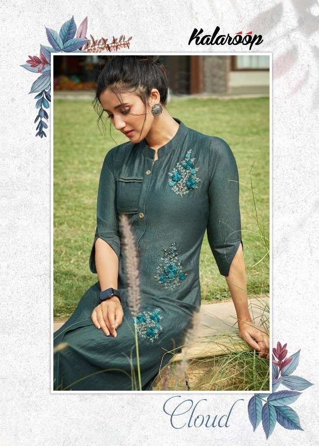 kalaroop cloud silk with handwork kurti collection wholesaler