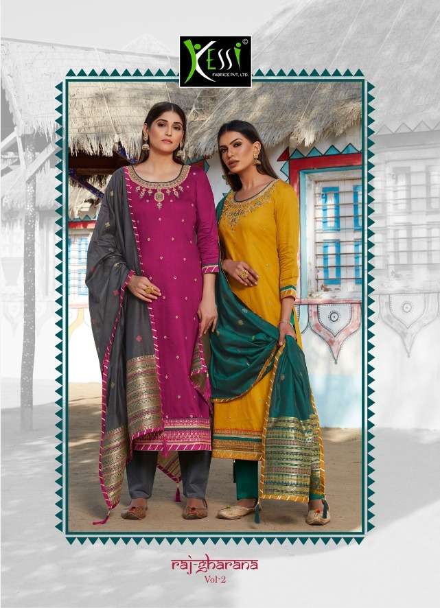 kessi raj gharana vol 2 jam silk khatli work ethnic suits online supplier