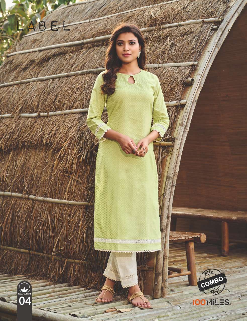 label by 100 miles pure cotton kurti with pant pair collection