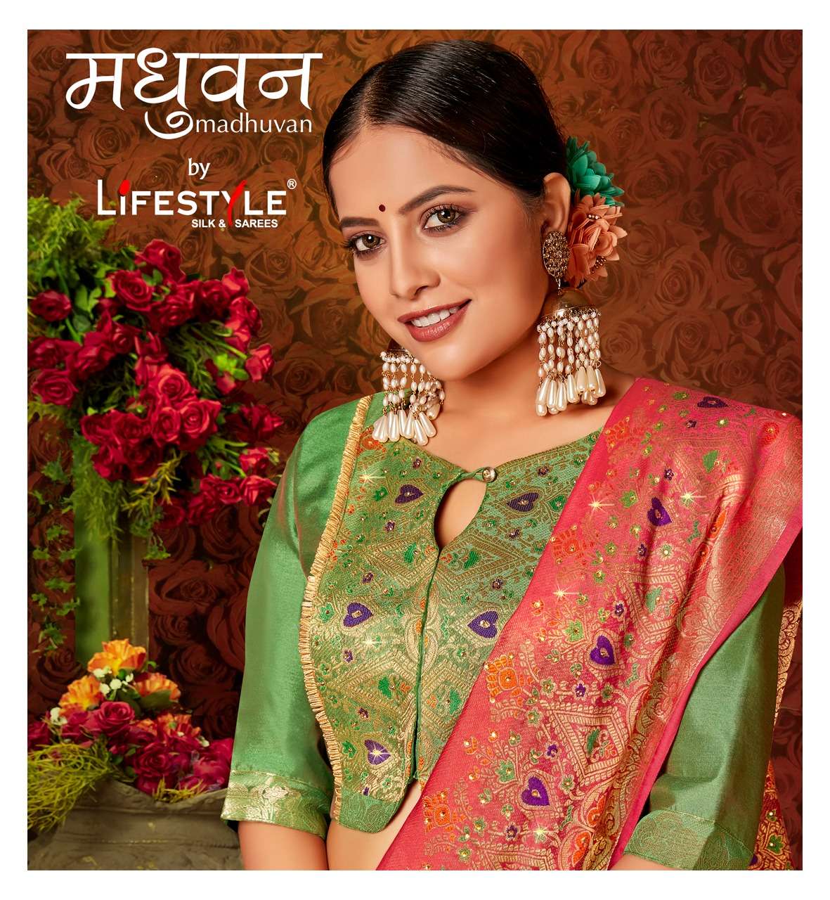 lifestyle madhuvan fancy chanderi diamond work designer saree