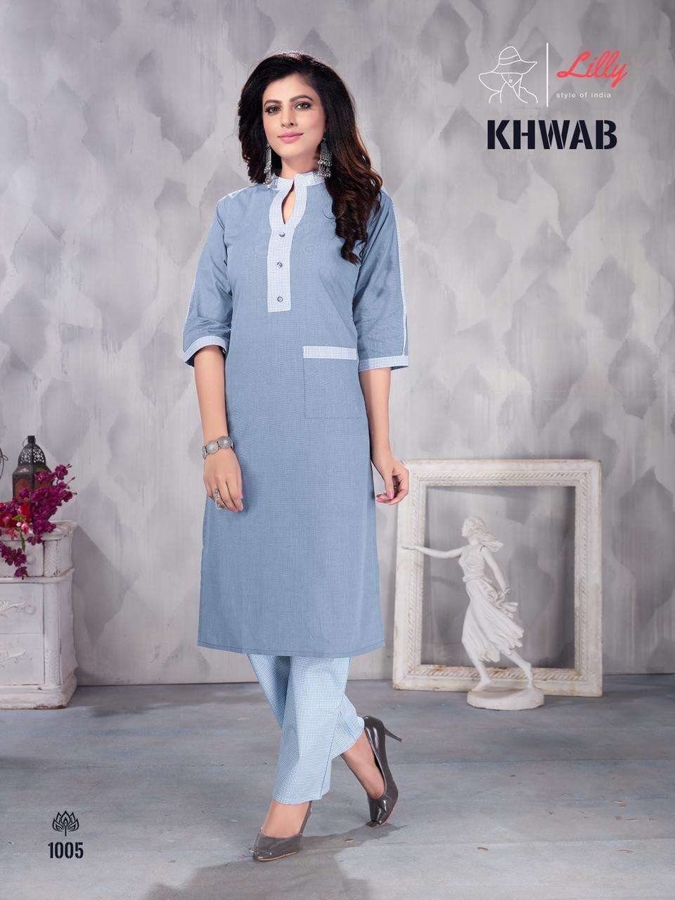 lilly present khwab cotton handwork kurti with pant online supplier