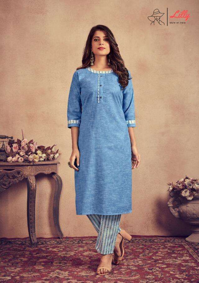 lilly style of india present super cotton readymade kurti with pant supplier