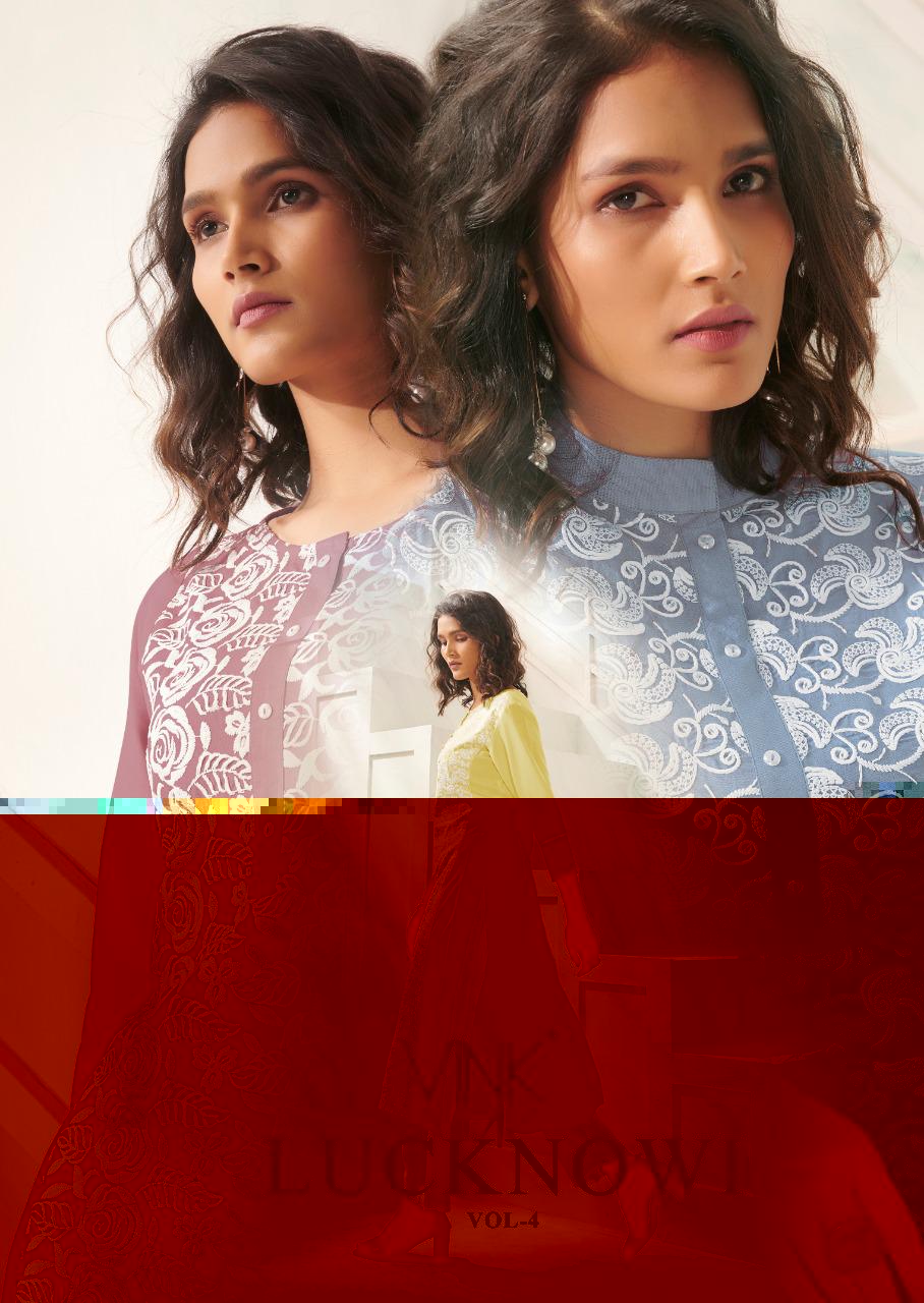 Lucknowi Vol 4 By Vink Pure Rayon Charming Look Kurta With Pants