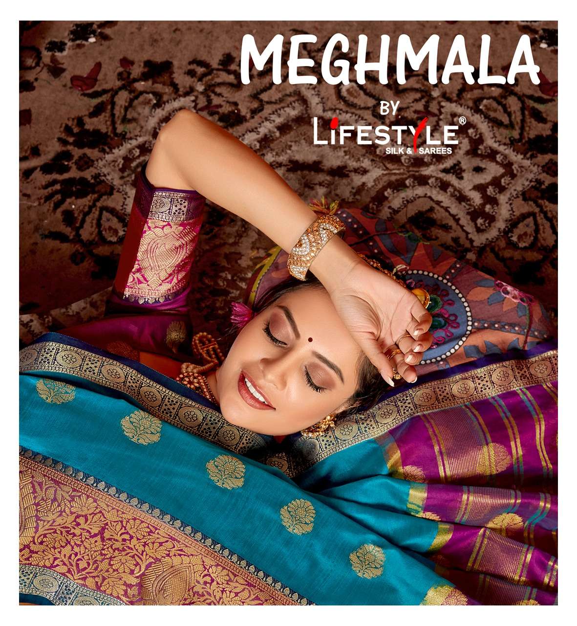 meghmala by lifestyle crystal silk traditional wear saree collection