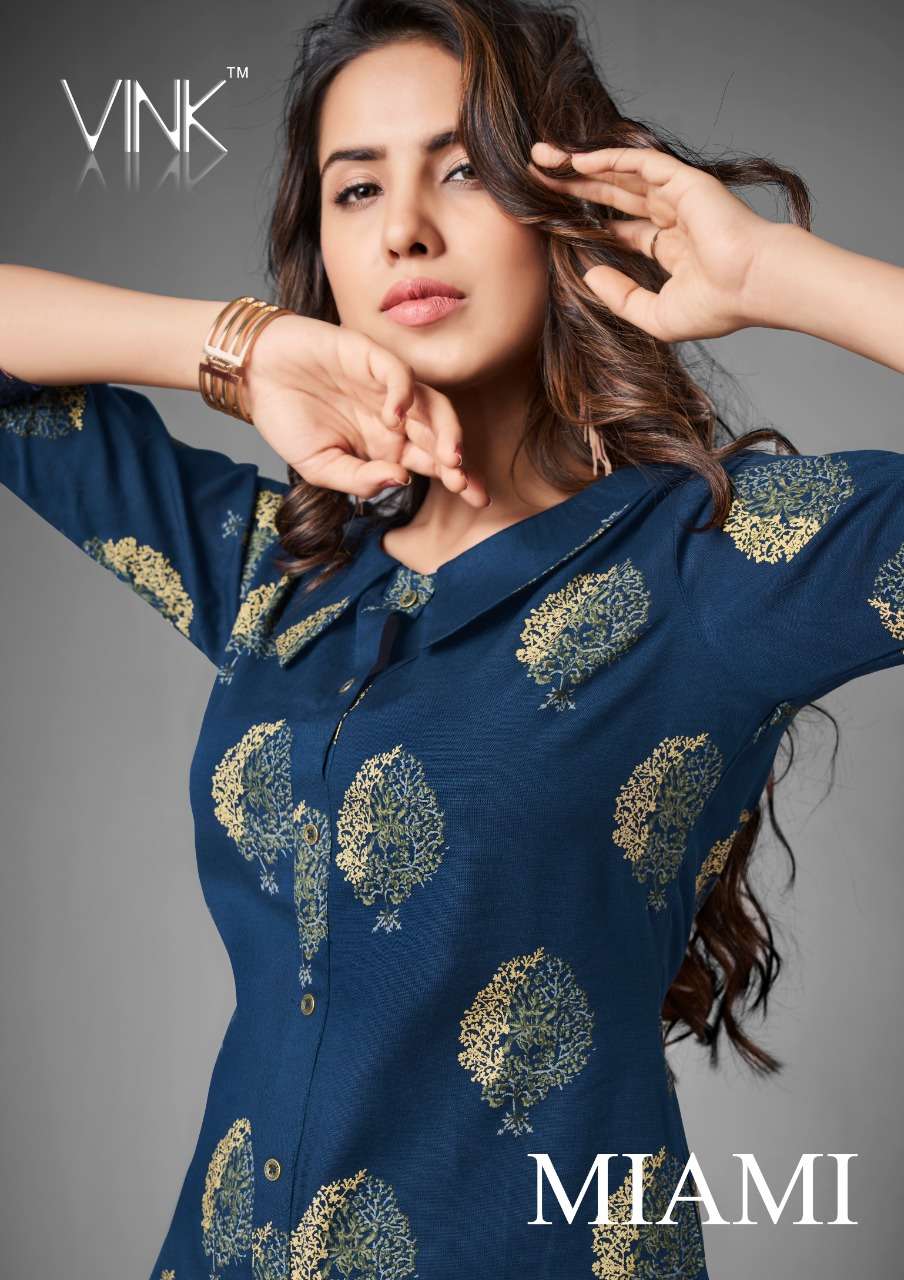 miami by vink cotton printed with schiffli work daily wear kurti