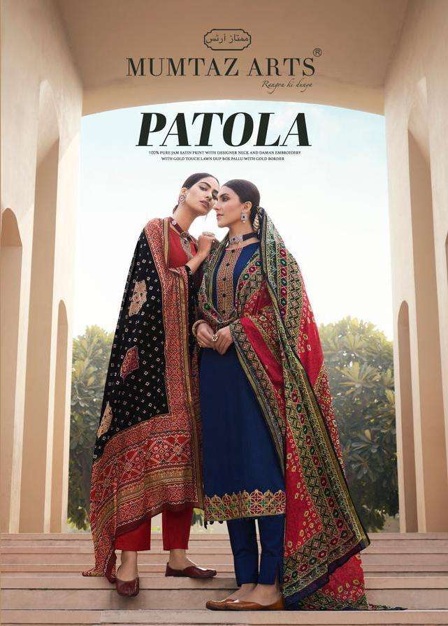 mumtaz arts present patola jam satin kashmiri work salwar suit 