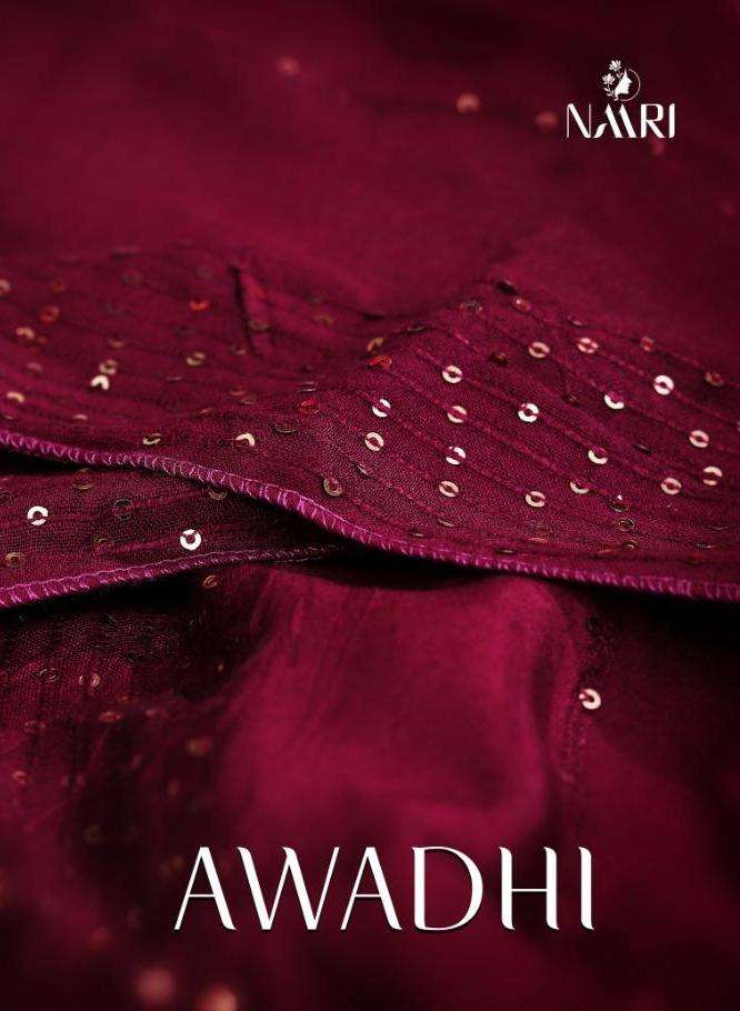 naari present awadhi chinon silk designer stylish salwar kameez