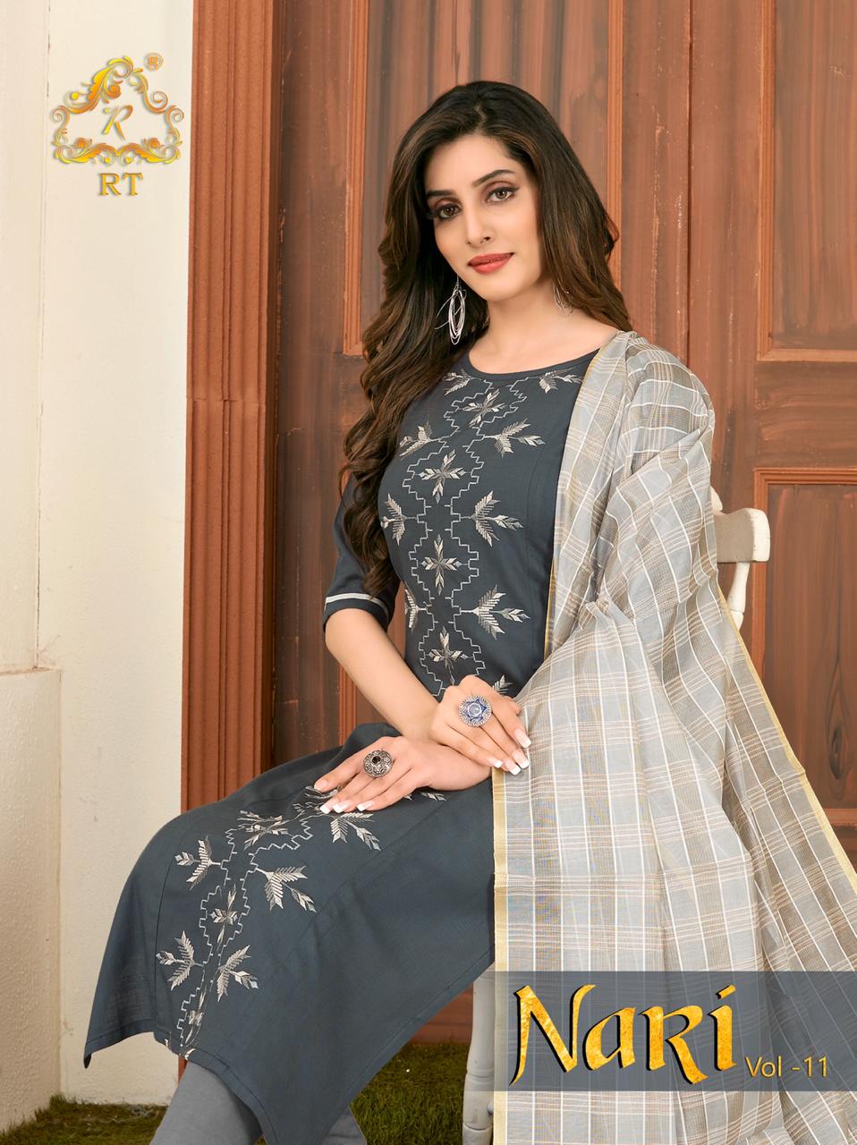 Nari Vol 11 By Rijiya Trends Rayon Slub Readymade Casual Wear Suits Trader