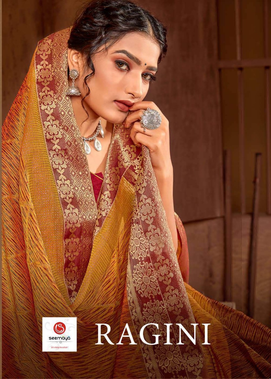 Ragini By Seemaya Shahi Chiffon Printed Casual Style Saree Wholesaler