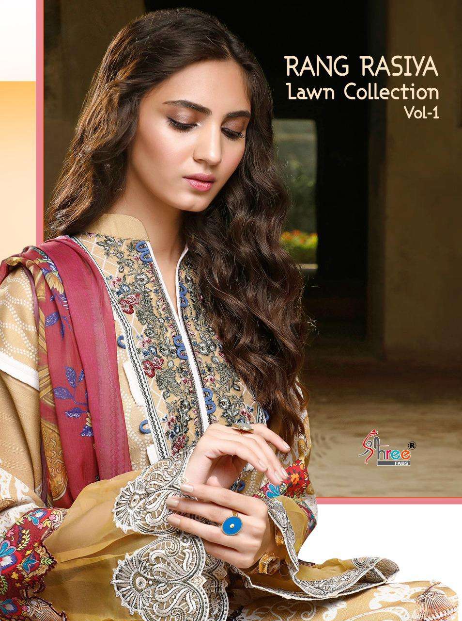 rangrasiya lawn collection by shree fabs cotton print with embroidery pakistani suits