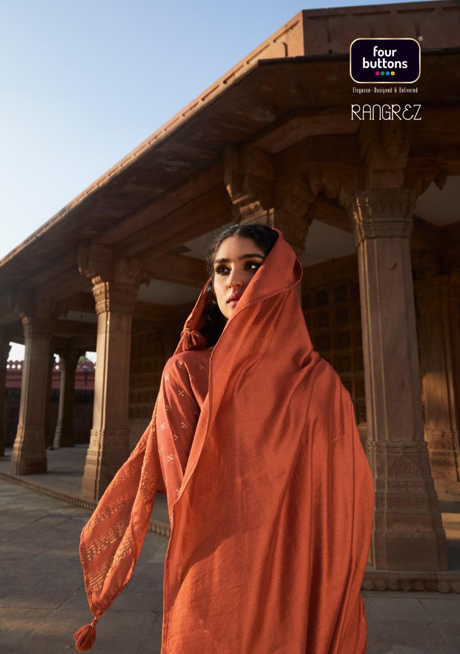 Rangrez By Four Buttons Viscose Silk Readymade Salwar Suits Online Supplier