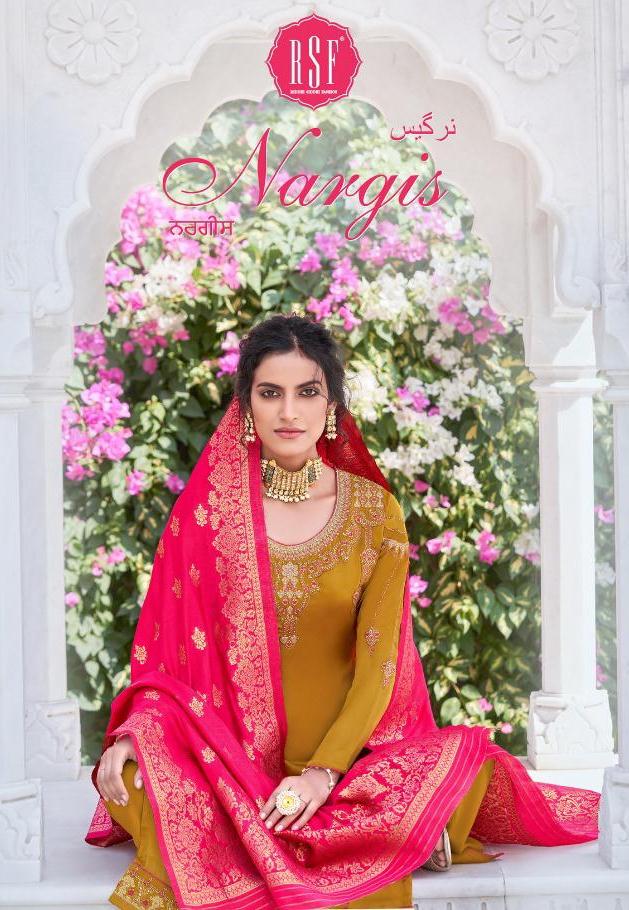 Rsf Launch Nargis Satin Georgette Wedding Wear Designer Salwar Suits