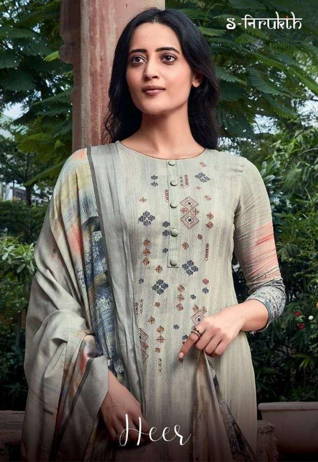 s-nirukht heer cotton satin printed ladies suits for summer 2021