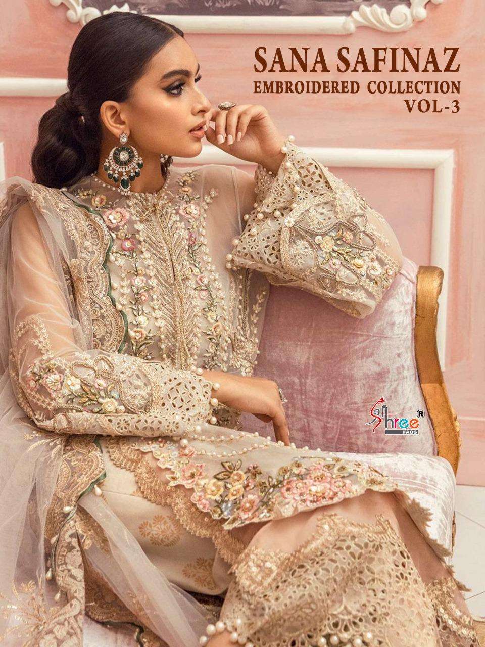 sana safinaz embroidered vol 3 by shree fabs net pakistani salwar kameez