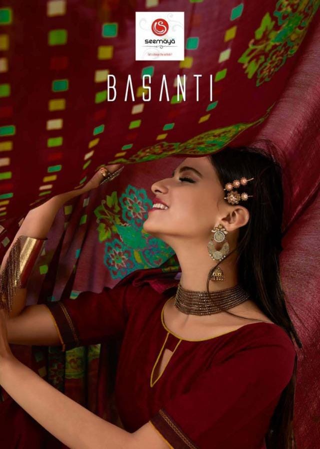 Seemaya Basanti Vichitra Fancy Casual Wear Saree At Lowest Price