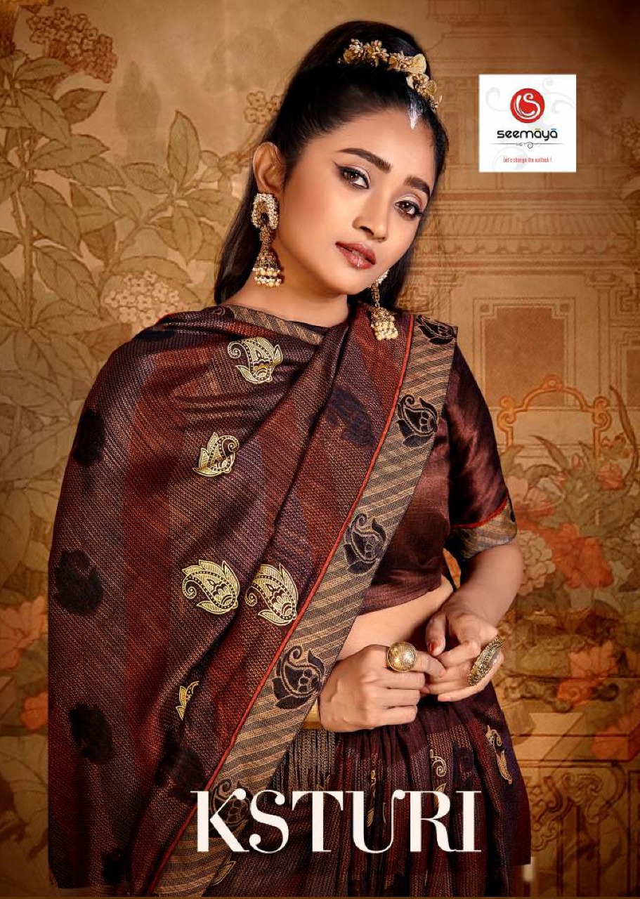 Seemaya Kasturi Vichitra Printed Simple Sobar Saree Seller